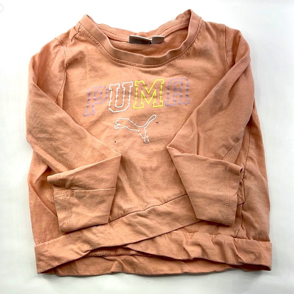 Puma Long-sleeved Cross-waist Shirt, Peach, Size Toddler 24 M